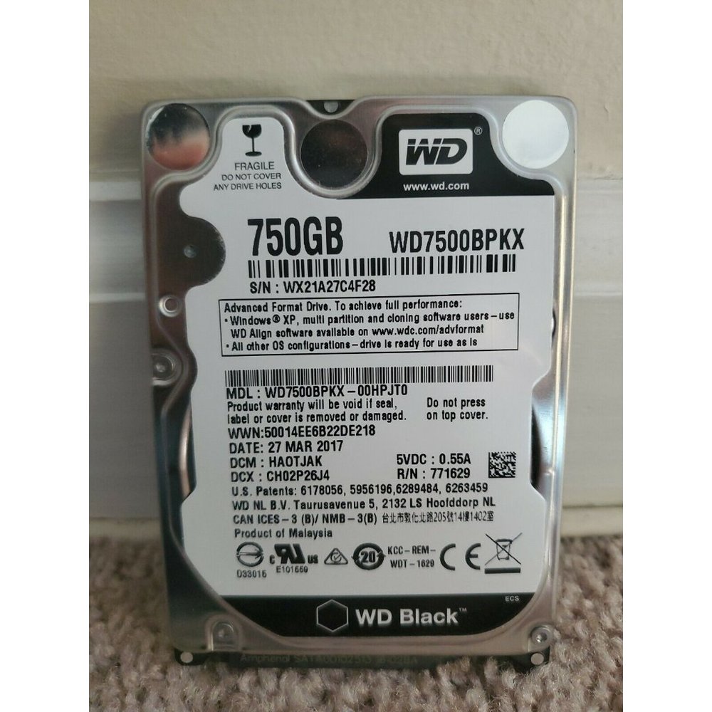 Western Digital WD WD7500BPKX-00HPJT0 DCM:HA0TJAK 27 Mar 2017 750GB